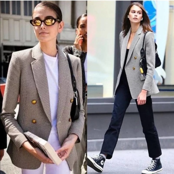 A.L.C. Jackets & Blazers - A.L.C. Sedgwick Houndstooth Plaid Blazer Jacket Beige Multi